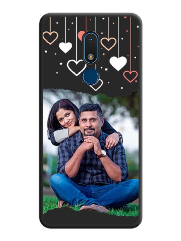 Custom Love Hangings with Splash Wave Picture on Space Black Custom Soft Matte Phone Back Cover - Nokia C3
