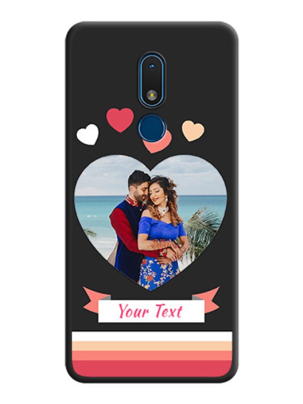 Custom Love Shaped Photo with Colorful Stripes on Personalised Space Black Soft Matte Cases - Nokia C3