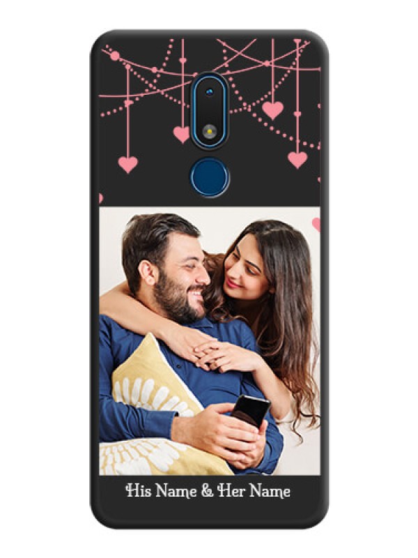 Custom Pink Love Hangings with Text on Space Black Custom Soft Matte Back Cover - Nokia C3