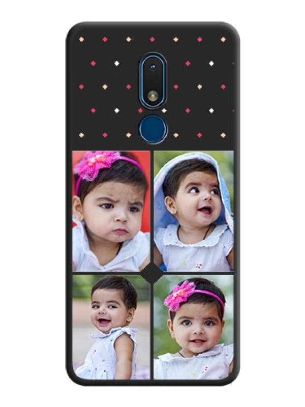 Custom Multicolor Dotted Pattern with 4 Image Holder on Space Black Custom Soft Matte Phone Cases - Nokia C3