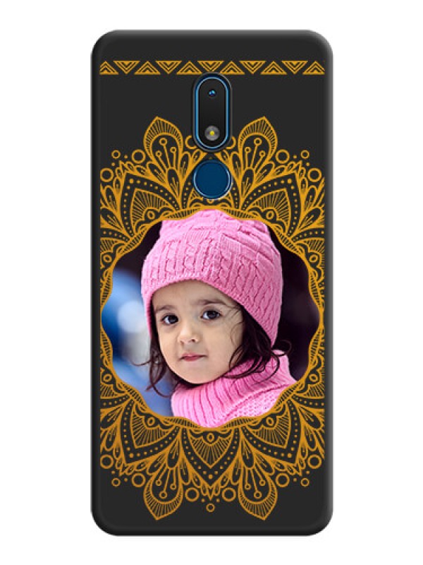 Custom Round Image with Floral Design on Photo on Space Black Soft Matte Mobile Cover - Nokia C3