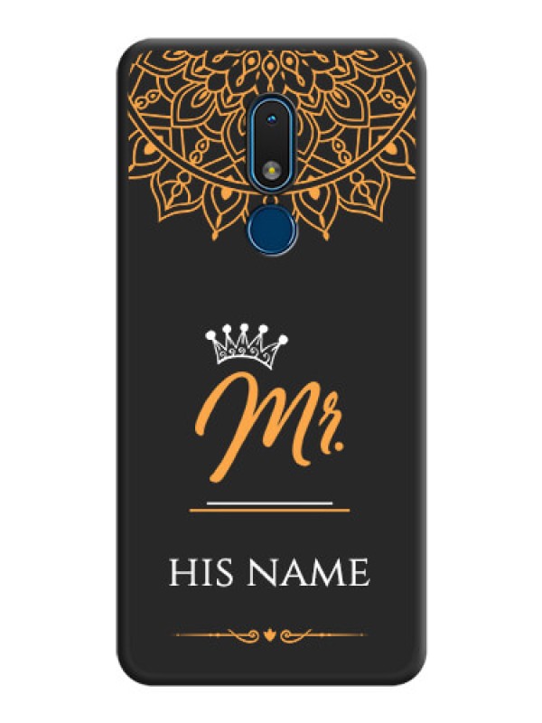 Custom Mr Name with Floral Design  on Personalised Space Black Soft Matte Cases - Nokia C3