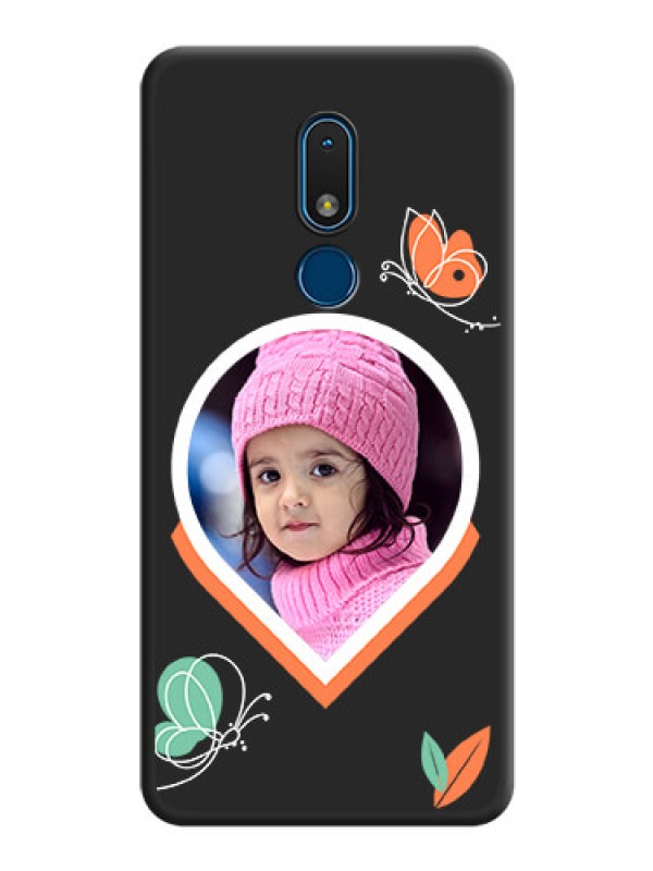 Custom Upload Pic With Simple Butterly Design On Space Black Personalized Soft Matte Phone Covers -Nokia C3