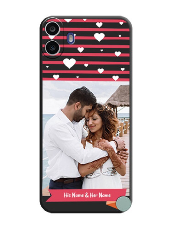 Custom White Color Love Symbols with Pink Lines Pattern On Space Black Custom Soft Matte Mobile Back Cover - Nothing Cmf Phone 1