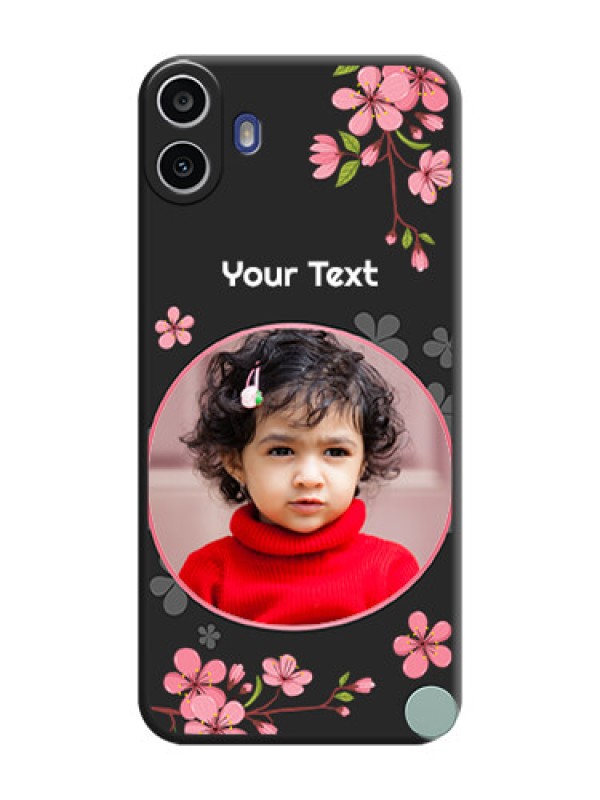 Custom Round Image with Pink Color Floral Design on Photo On Space Black Custom Soft Matte Mobile Back Cover - Nothing Cmf Phone 1