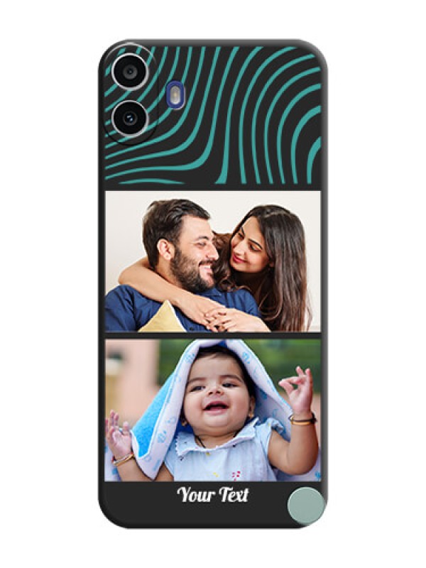 Custom Wave Pattern with 2 Image Holder On Space Black Custom Soft Matte Mobile Back Cover - Nothing Cmf Phone 1