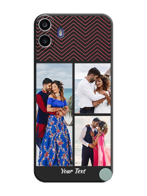 Custom Wave Pattern with 3 Image Holder On Space Black Custom Soft Matte Mobile Back Cover - Nothing Cmf Phone 1