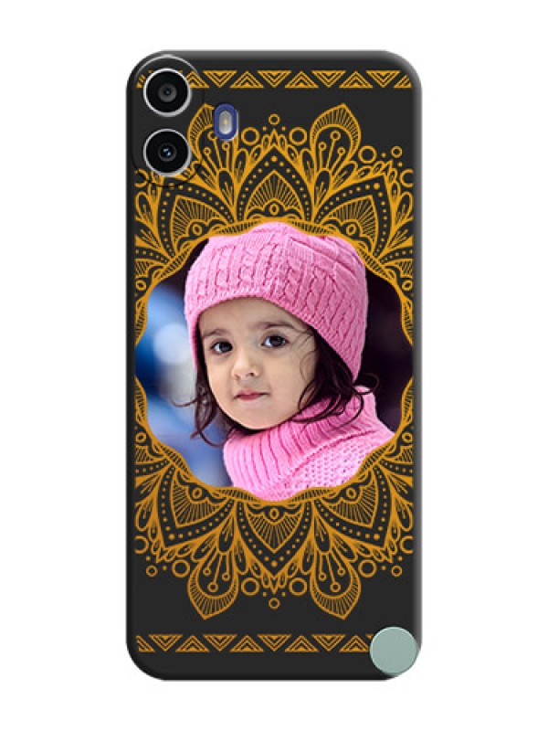 Custom Round Image with Floral Design On Space Black Custom Soft Matte Mobile Back Cover - Nothing Cmf Phone 1