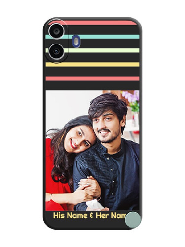 Custom Color Stripes with Photo and Text on Photo On Space Black Custom Soft Matte Mobile Back Cover - Nothing Cmf Phone 1