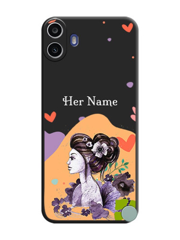 Custom Namecase For Her With Fancy Lady Image On Space Black Custom Soft Matte Mobile Back Cover - Nothing Cmf Phone 1