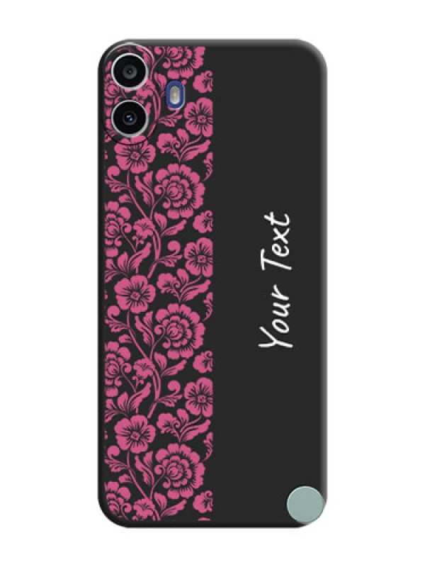 Custom Pink Floral Pattern Design With Custom Text On Space Black Custom Soft Matte Mobile Back Cover - Nothing Cmf Phone 1