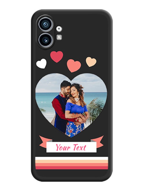 Custom Love Shaped Photo with Colorful Stripes on Personalised Space Black Soft Matte Cases - Nothing Phone 1