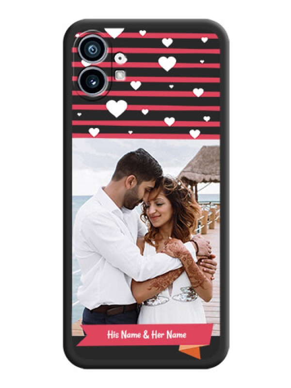 Custom White Color Love Symbols with Pink Lines Pattern on Space Black Custom Soft Matte Phone Cases - Nothing Phone 1