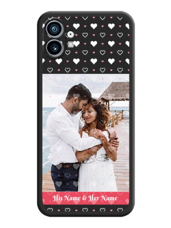 Custom White Color Love Symbols with Text Design on Photo on Space Black Soft Matte Phone Cover - Nothing Phone 1