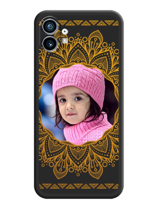 Custom Round Image with Floral Design on Photo on Space Black Soft Matte Mobile Cover - Nothing Phone 1