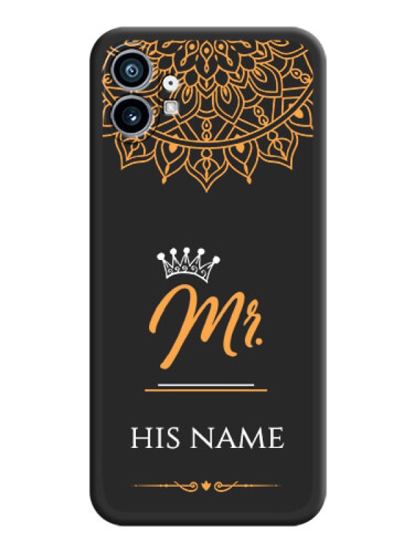 Custom Mr Name with Floral Design  on Personalised Space Black Soft Matte Cases - Nothing Phone 1