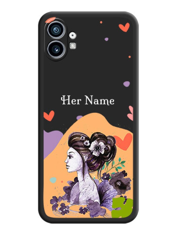 Custom Namecase For Her With Fancy Lady Image On Space Black Personalized Soft Matte Phone Covers -Nothing Phone 1