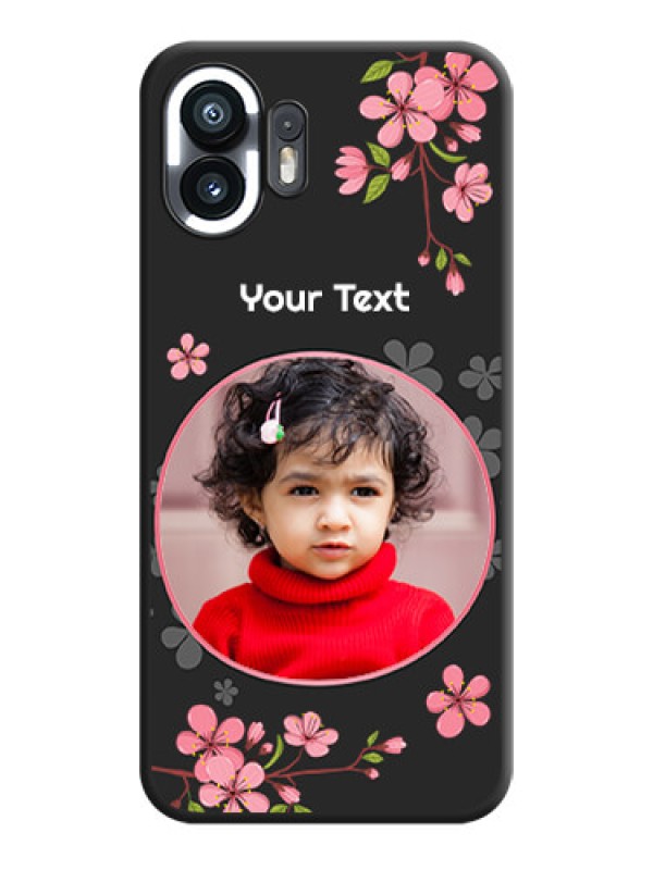Custom Round Image with Pink Color Floral Design - Photo on Space Black Soft Matte Back Cover - Nothing Phone 2