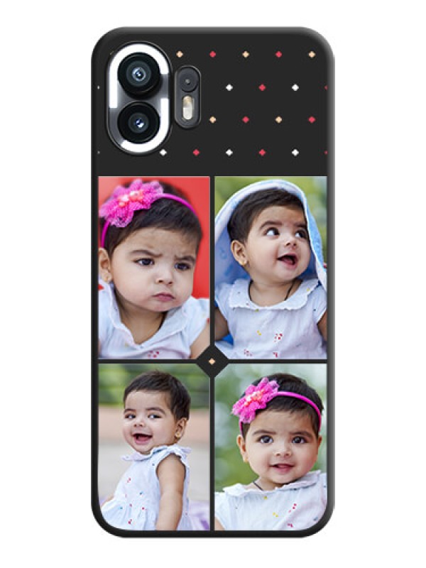 Custom Multicolor Dotted Pattern with 4 Image Holder on Space Black Custom Soft Matte Phone Cases - Nothing Phone 2