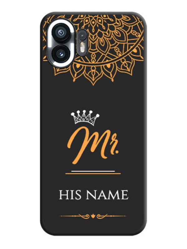 Custom Mr Name with Floral Design on Personalised Space Black Soft Matte Cases - Nothing Phone 2