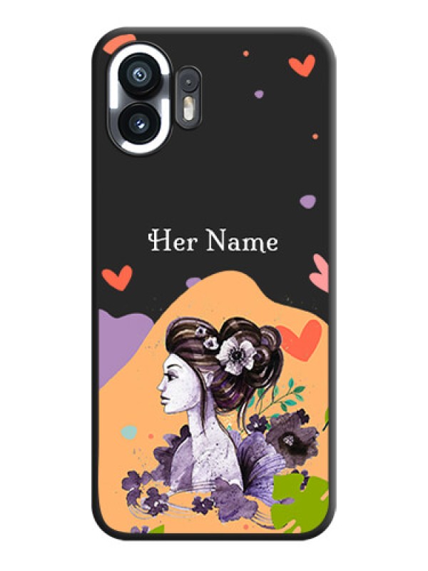 Custom Namecase For Her With Fancy Lady Image On Space Black Personalized Soft Matte Phone Covers - Nothing Phone 2