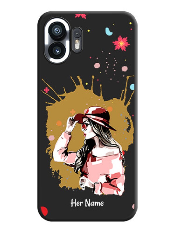 Custom Mordern Lady With Color Splash Background With Custom Text On Space Black Personalized Soft Matte Phone Covers - Nothing Phone 2