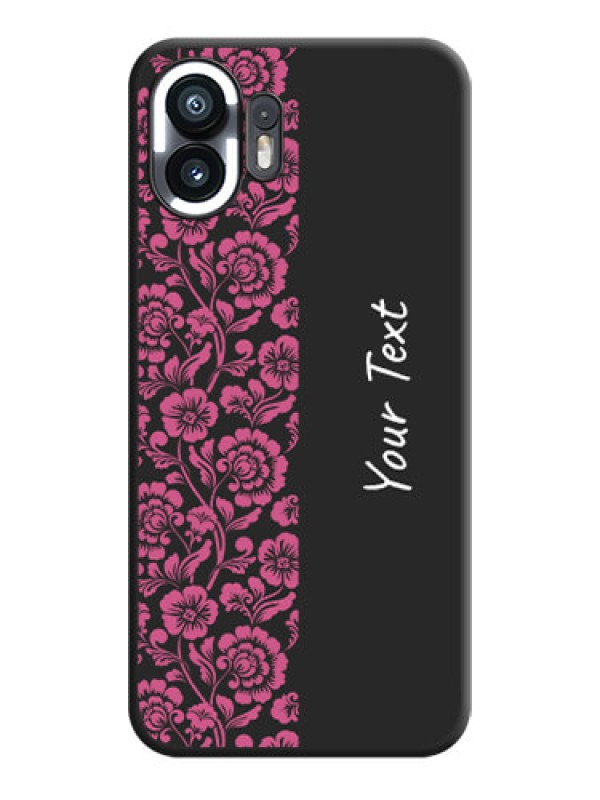 Custom Pink Floral Pattern Design With Custom Text On Space Black Personalized Soft Matte Phone Covers - Nothing Phone 2