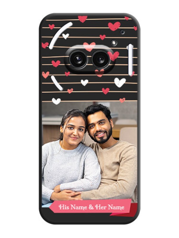 Custom Love Pattern with Name on Pink Ribbon - Photo on Space Black Soft Matte Back Cover - Nothing Phone 2A 5G