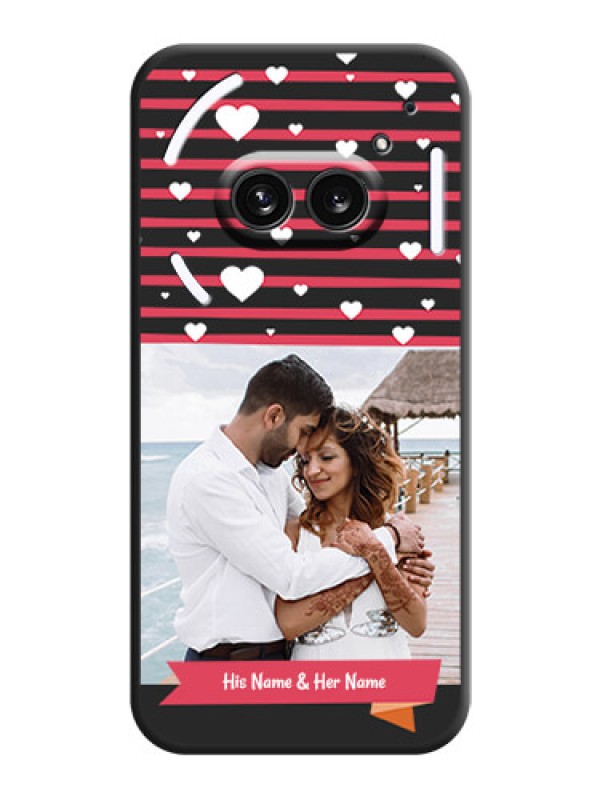 Custom White Color Love Symbols with Pink Lines Pattern on Space Black Custom Soft Matte Phone Cases - Nothing Phone 2A 5G