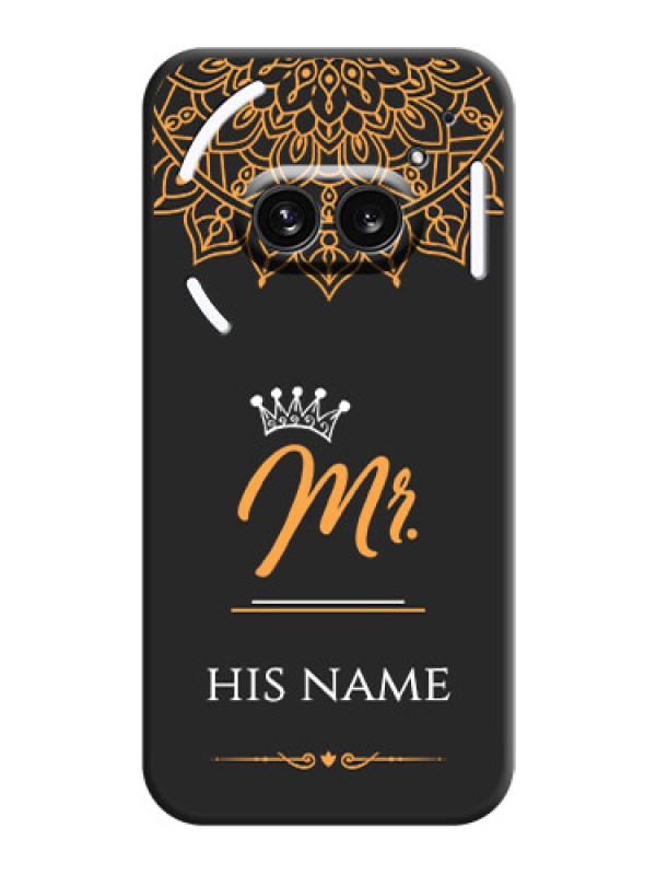 Custom Mr Name with Floral Design on Personalised Space Black Soft Matte Cases - Nothing Phone 2A 5G