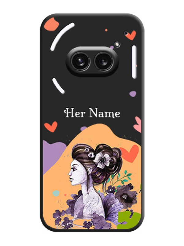 Custom Namecase For Her With Fancy Lady Image On Space Black Personalized Soft Matte Phone Covers - Nothing Phone 2A 5G