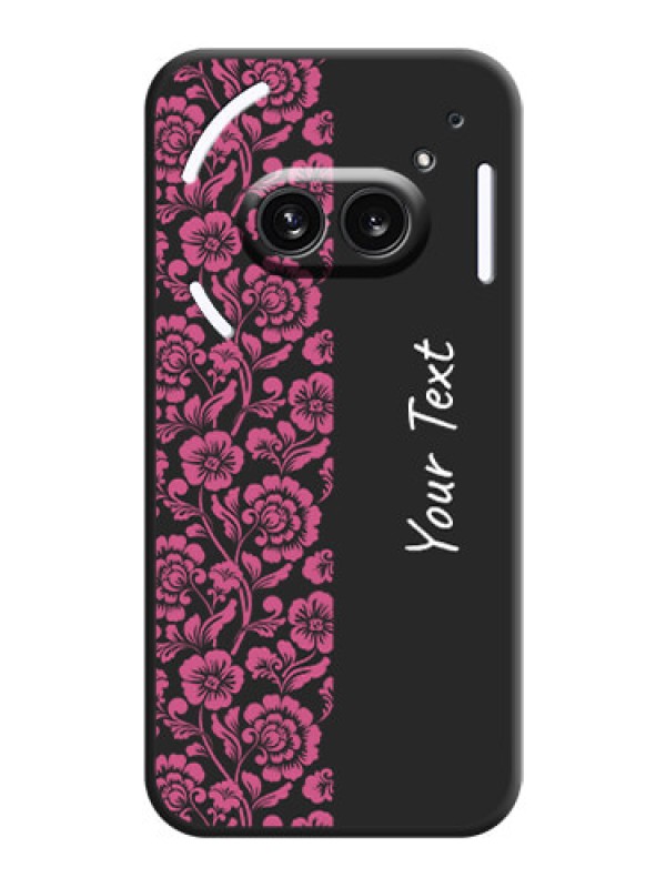 Custom Pink Floral Pattern Design With Custom Text On Space Black Personalized Soft Matte Phone Covers - Nothing Phone 2A 5G