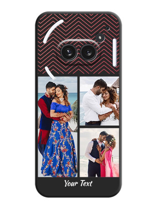 Custom Wave Pattern with 3 Image Holder On Space Black Custom Soft Matte Mobile Back Cover - Nothing Phone 2A Plus