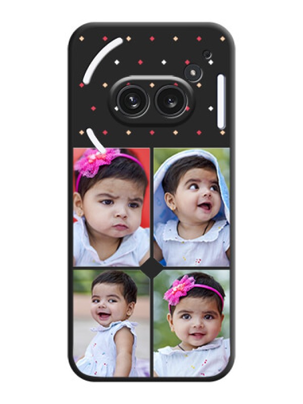 Custom Multicolor Dotted Pattern with 4 Image Holder On Space Black Custom Soft Matte Mobile Back Cover - Nothing Phone 2A Plus