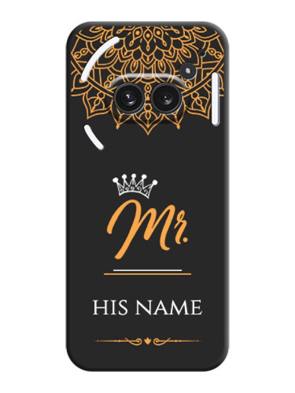 Custom Mr Name with Floral Design On Space Black Custom Soft Matte Mobile Back Cover - Nothing Phone 2A Plus