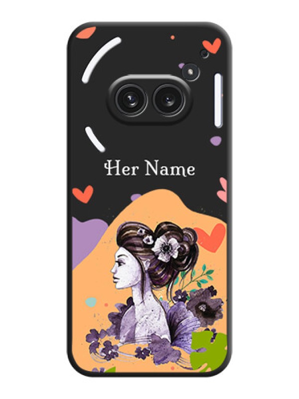 Custom Namecase For Her With Fancy Lady Image On Space Black Custom Soft Matte Mobile Back Cover - Nothing Phone 2A Plus