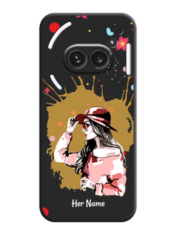 Custom Mordern Lady With Color Splash Background With Custom Text On Space Black Custom Soft Matte Mobile Back Cover - Nothing Phone 2A Plus