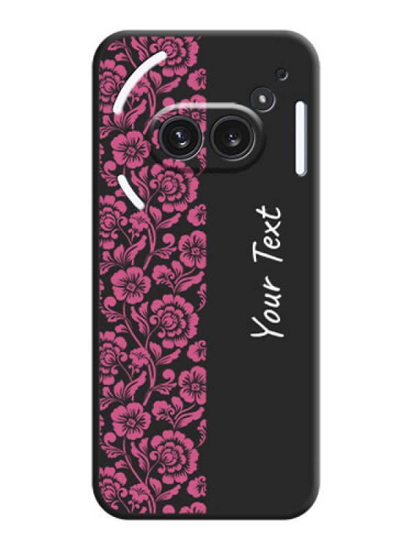 Custom Pink Floral Pattern Design With Custom Text On Space Black Custom Soft Matte Mobile Back Cover - Nothing Phone 2A Plus