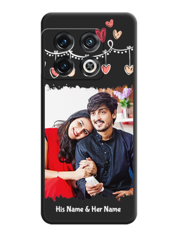 Custom Pink Love Hangings with Name on Space Black Custom Soft Matte Phone Cases - OnePlus 10 Pro 5G
