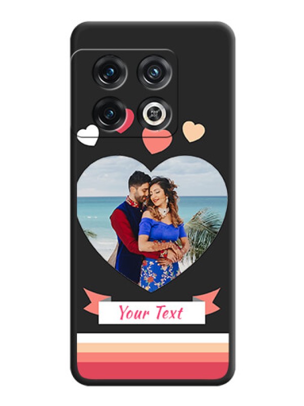 Custom Love Shaped Photo with Colorful Stripes on Personalised Space Black Soft Matte Cases - OnePlus 10 Pro 5G
