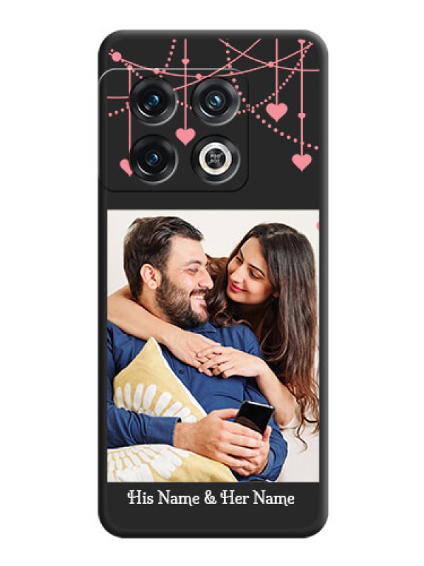 Custom Pink Love Hangings with Text on Space Black Custom Soft Matte Back Cover - OnePlus 10 Pro 5G