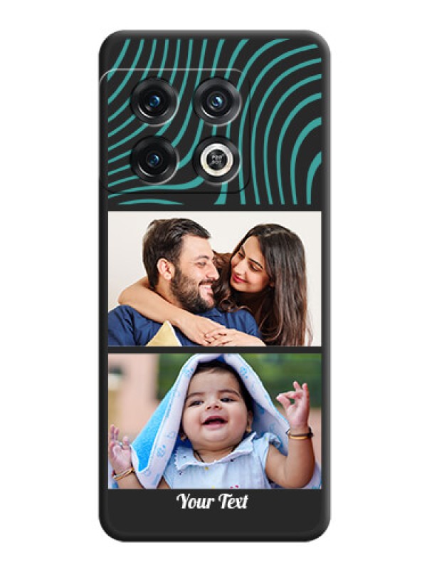 Custom Wave Pattern with 2 Image Holder on Space Black Personalized Soft Matte Phone Covers - OnePlus 10 Pro 5G