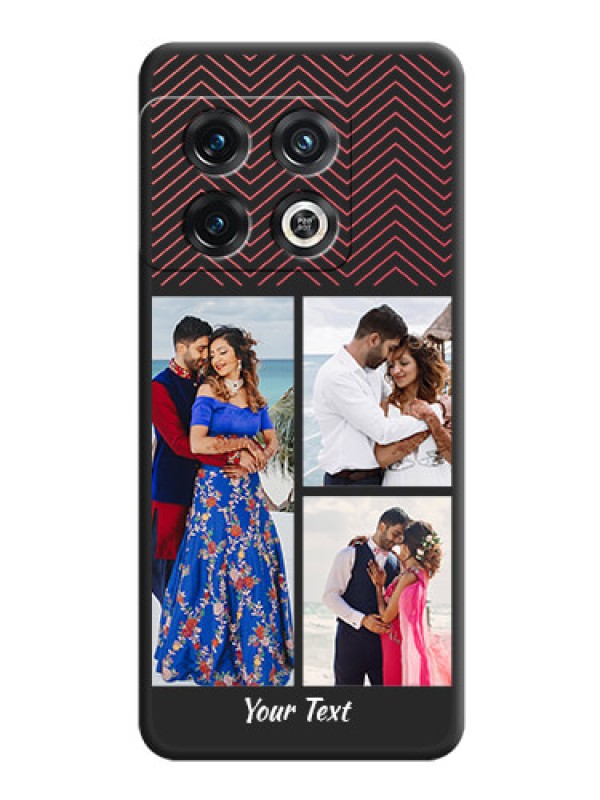 Custom Wave Pattern with 3 Image Holder on Space Black Custom Soft Matte Back Cover - OnePlus 10 Pro 5G