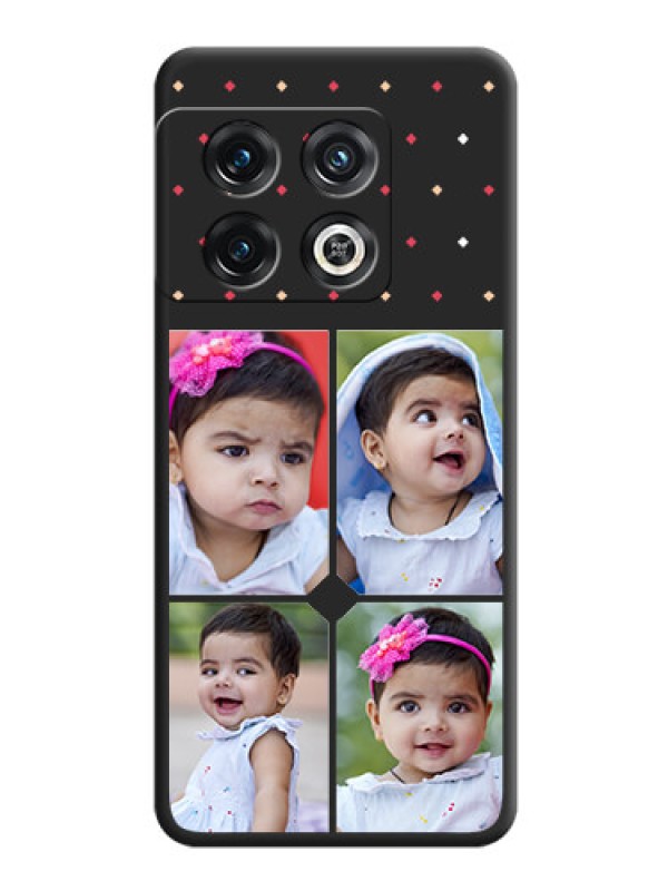 Custom Multicolor Dotted Pattern with 4 Image Holder on Space Black Custom Soft Matte Phone Cases - OnePlus 10 Pro 5G