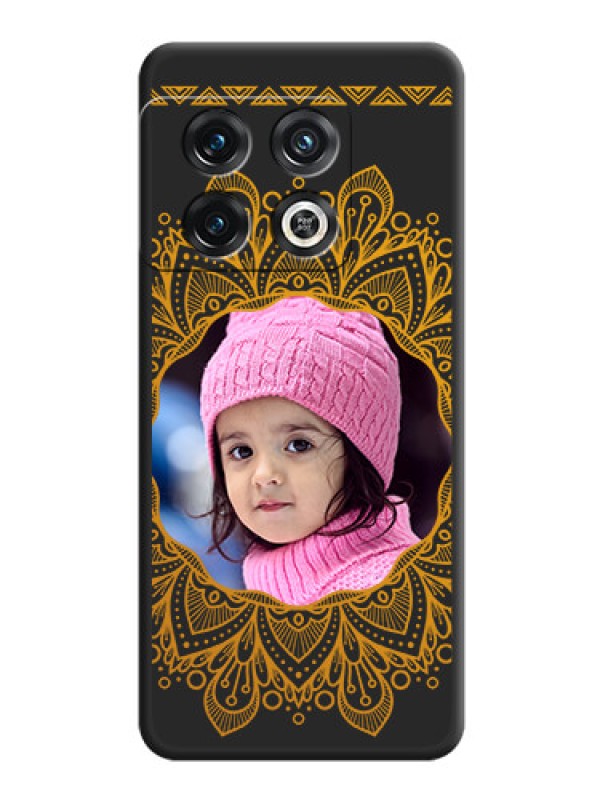 Custom Round Image with Floral Design on Photo on Space Black Soft Matte Mobile Cover - OnePlus 10 Pro 5G