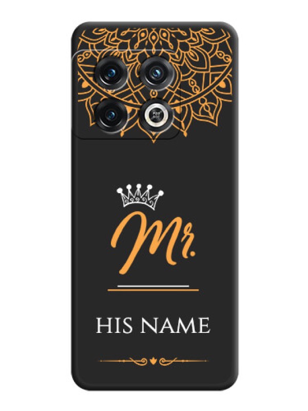 Custom Mr Name with Floral Design  on Personalised Space Black Soft Matte Cases - OnePlus 10 Pro 5G