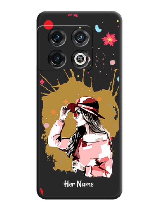 Custom Mordern Lady With Color Splash Background With Custom Text On Space Black Personalized Soft Matte Phone Covers -Oneplus 10 Pro 5G