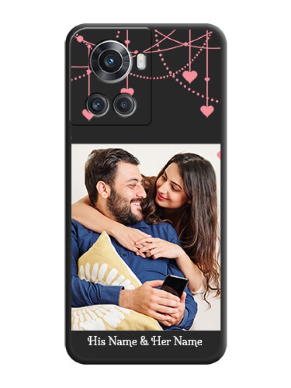 Custom Pink Love Hangings with Text on Space Black Custom Soft Matte Back Cover - OnePlus 10R 5G