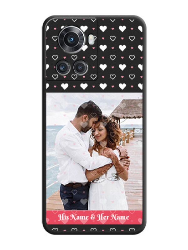 Custom White Color Love Symbols with Text Design on Photo on Space Black Soft Matte Phone Cover - OnePlus 10R 5G