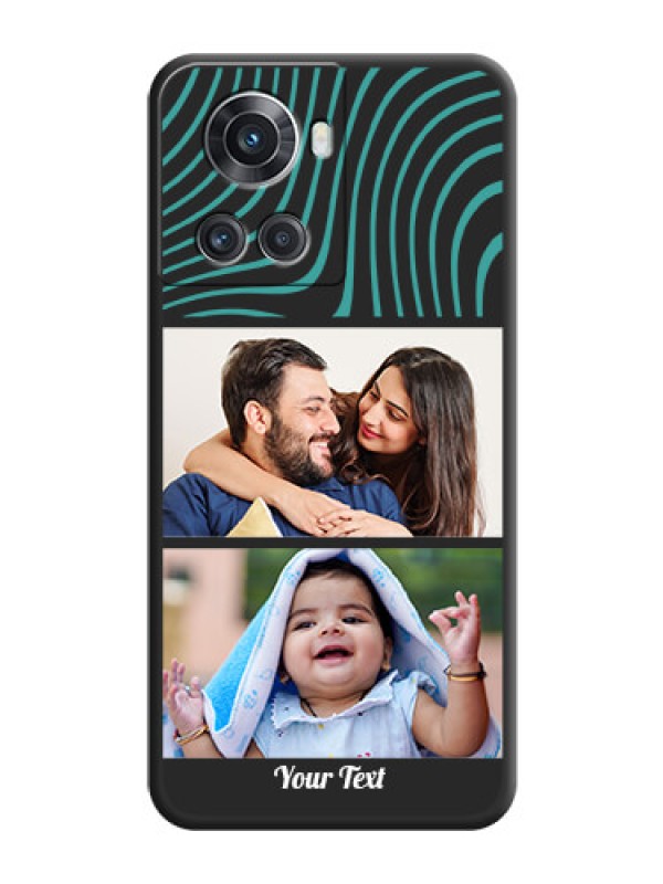 Custom Wave Pattern with 2 Image Holder on Space Black Personalized Soft Matte Phone Covers - OnePlus 10R 5G